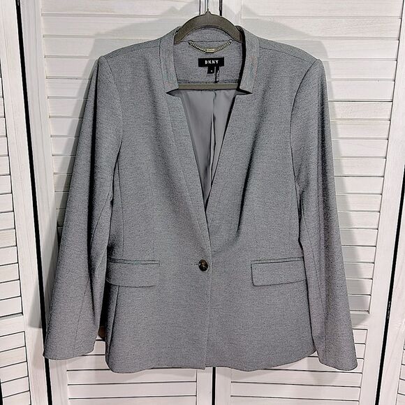 DKNY Blazer Size 16 Jacket Gray Stretch NWOT - Picture 2 of 11